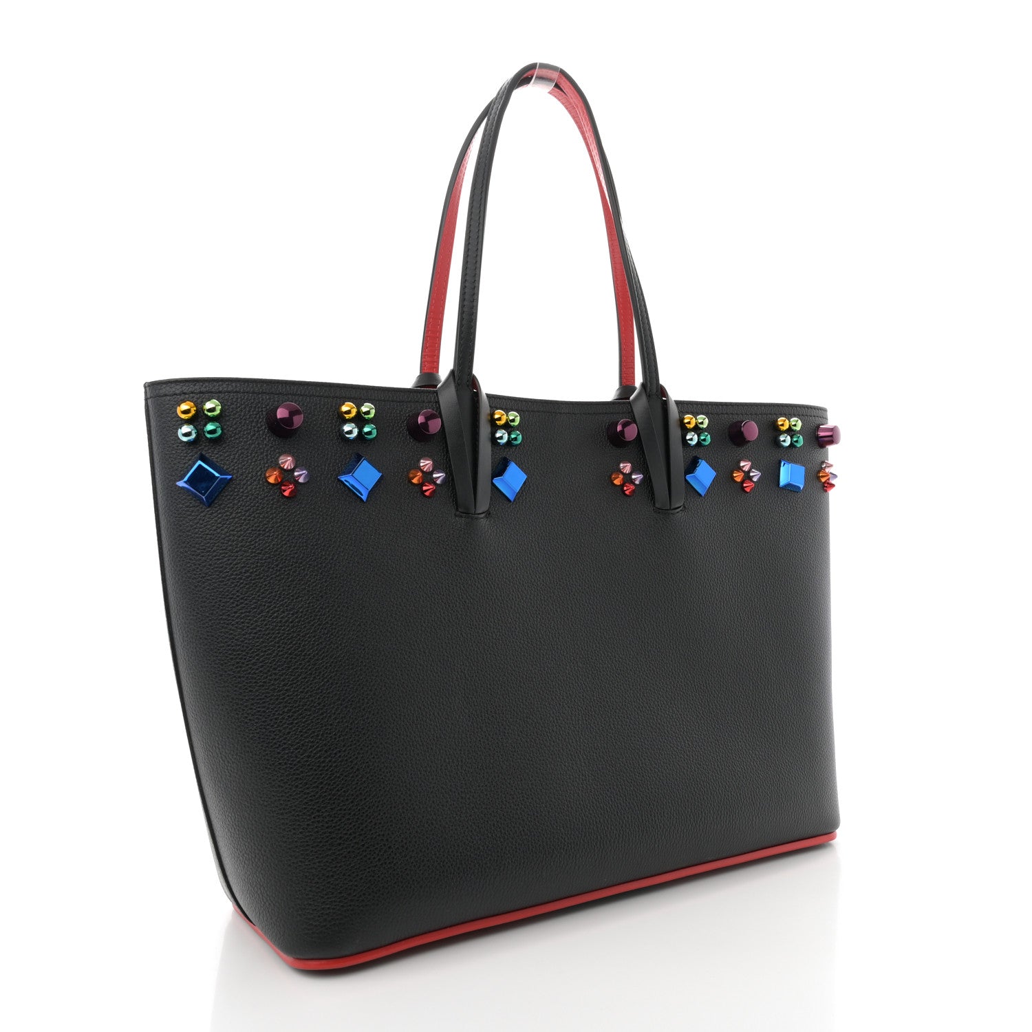 Christian Louboutin Calfskin Empire Spike Studded East West Cabata Tote Black Multicolor 3 of 11