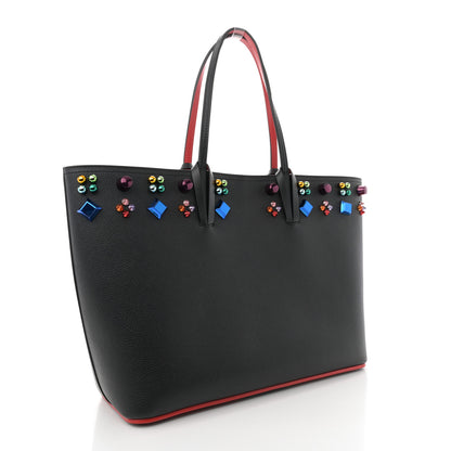 Christian Louboutin Calfskin Empire Spike Studded East West Cabata Tote Black Multicolor 3 of 11