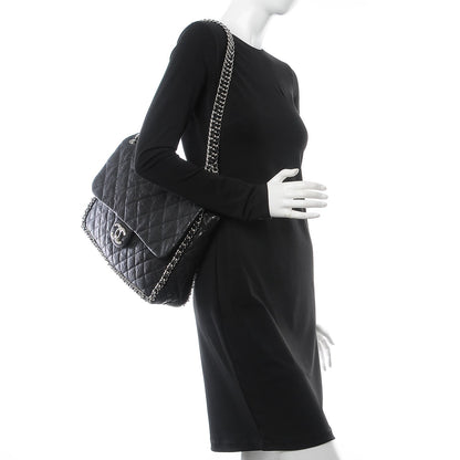Chanel Washed Lambskin Quilted Maxi Chain Around Flap Black 2 of 8