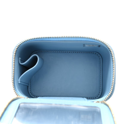 Chanel Caviar Quilted Mini Vanity Case With Chain Light Blue 5 of 13