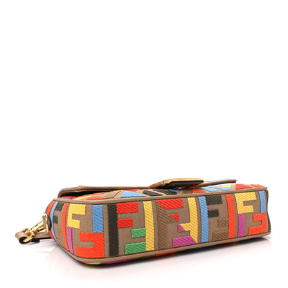 Fendi Canvas Vitello King FF Multicolor Embroidered Baguette Multicolor Cuoio 4 of 7
