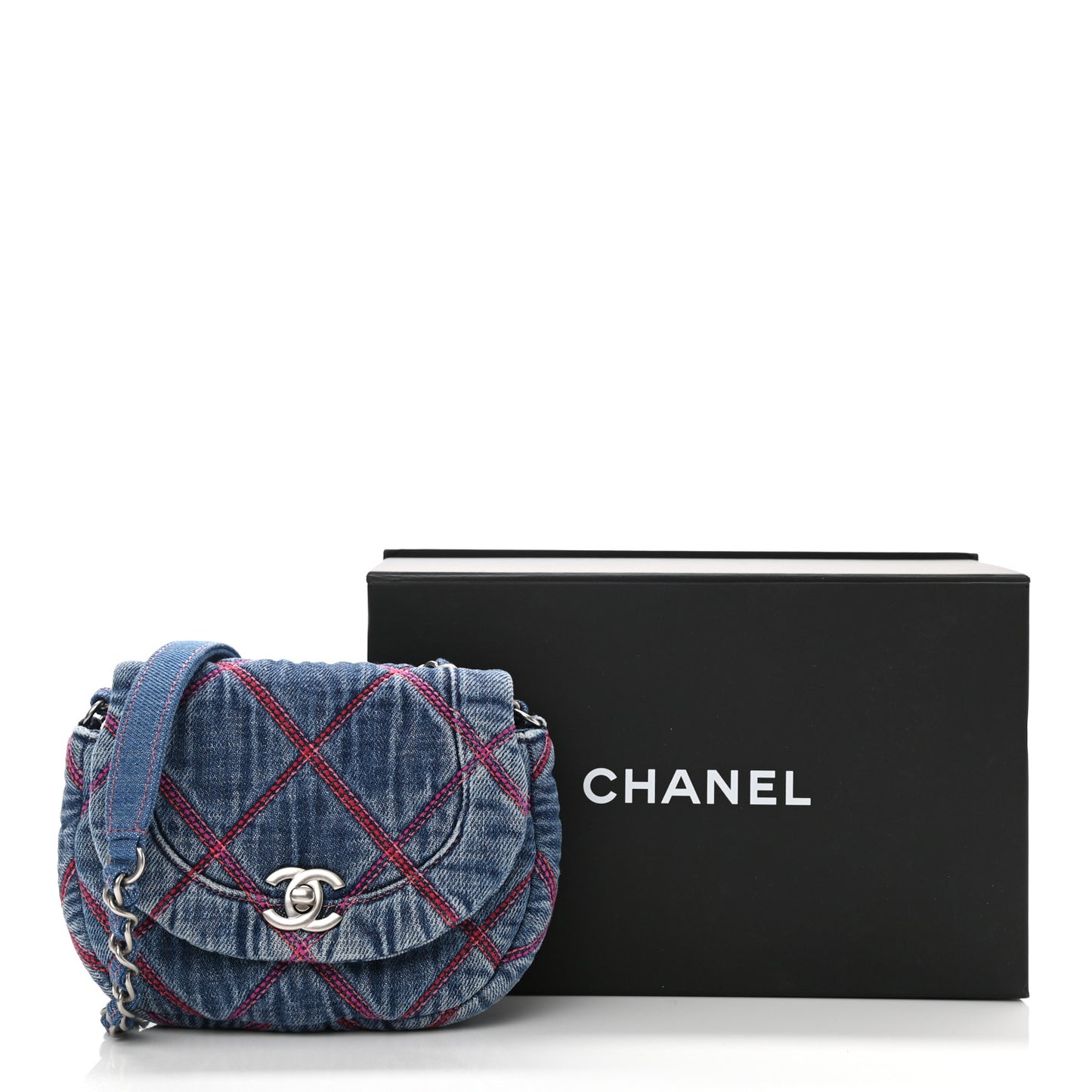 Denim Quilted Mini Coco Beach Messenger Bag Blue