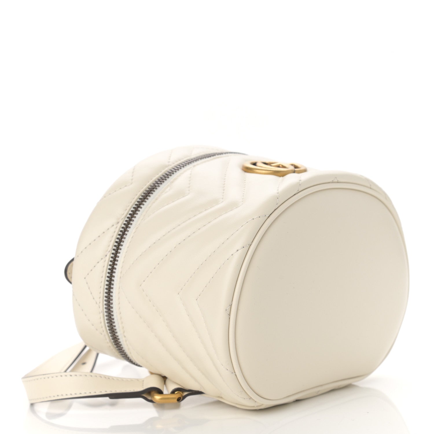 Gucci Calfskin Matelasse Mini GG Marmont Round Backpack White 4 of 10