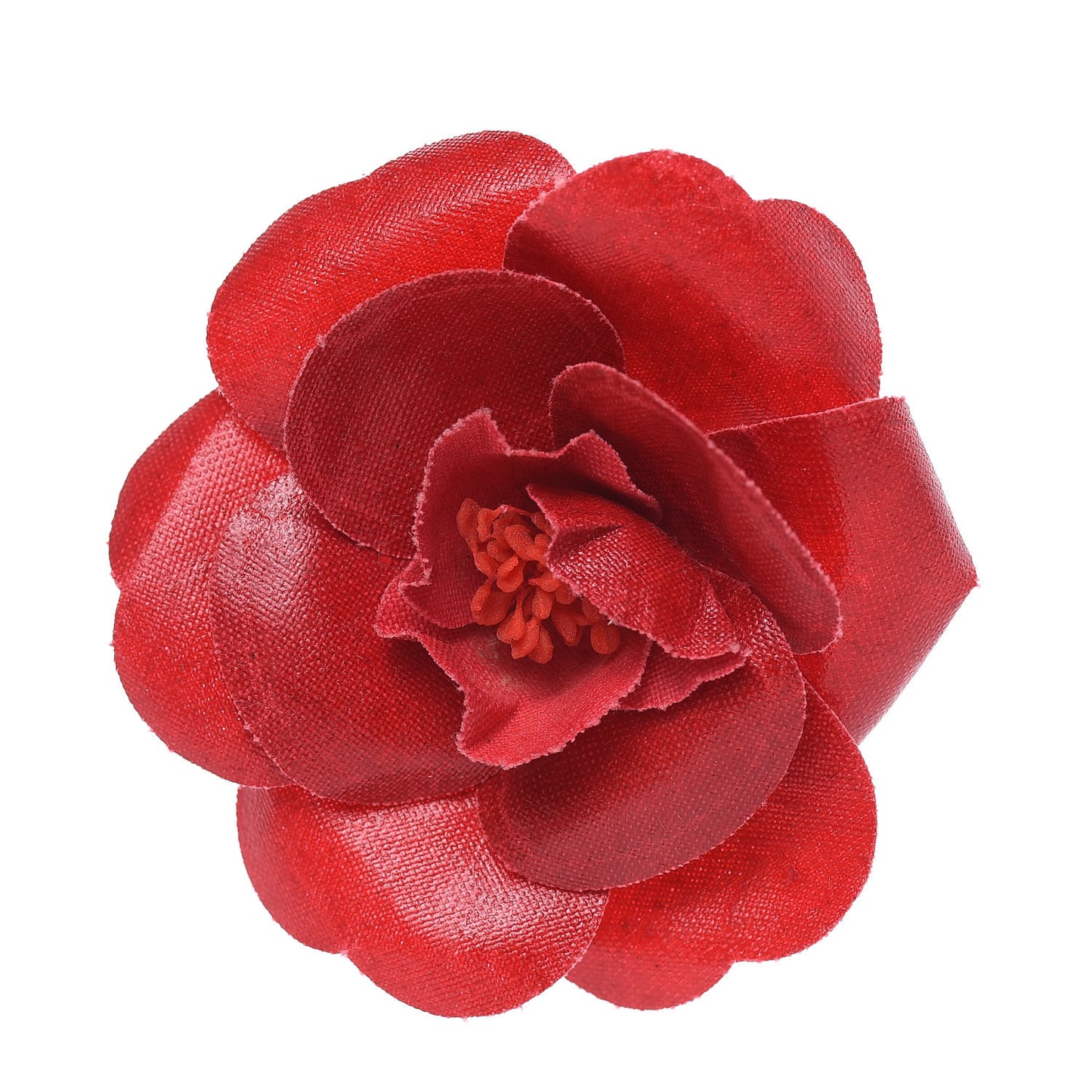 Silk Taffeta Camellia Brooch Pin Red