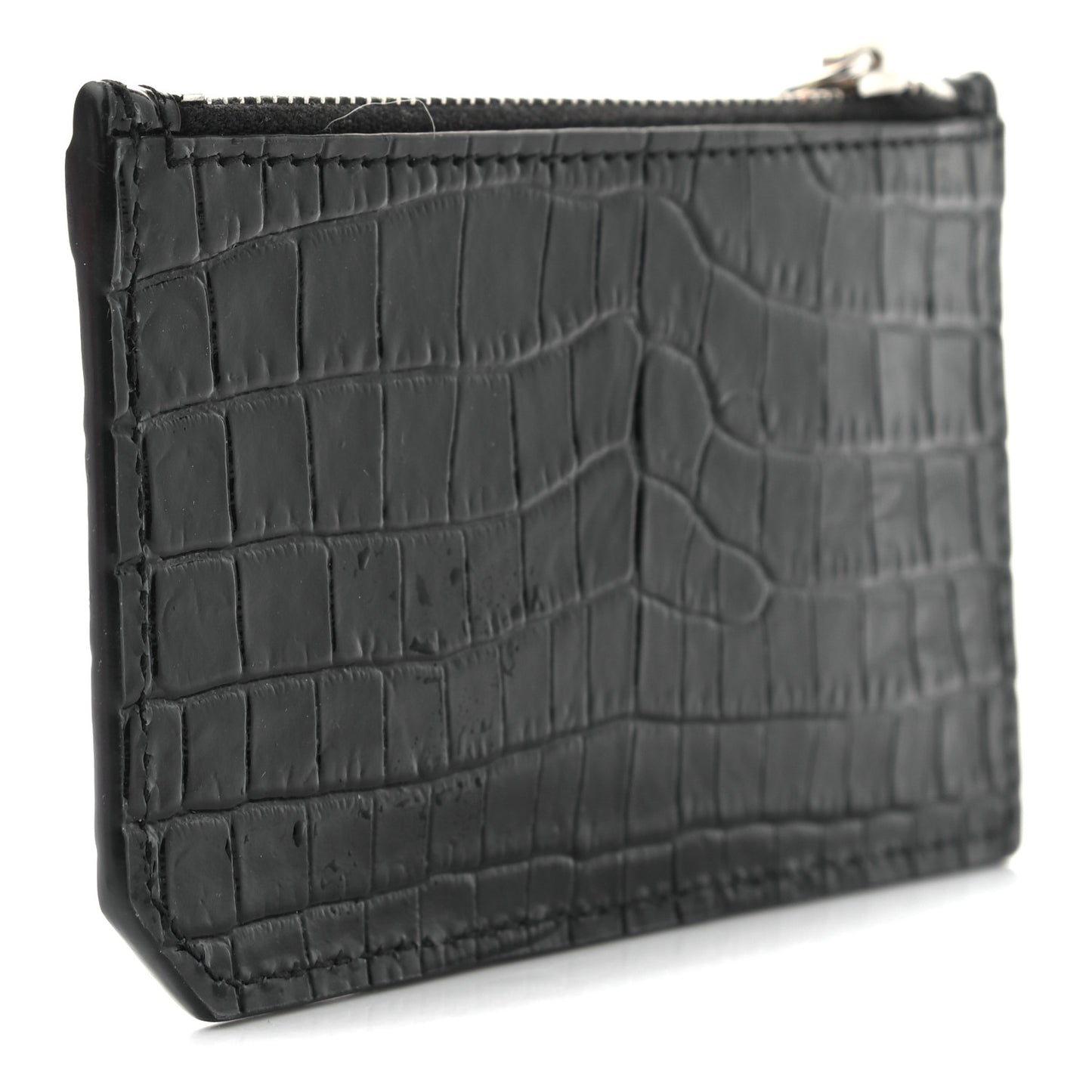 Calfskin Crocodile Embossed 5 Fragments Zip Pouch Card Holder