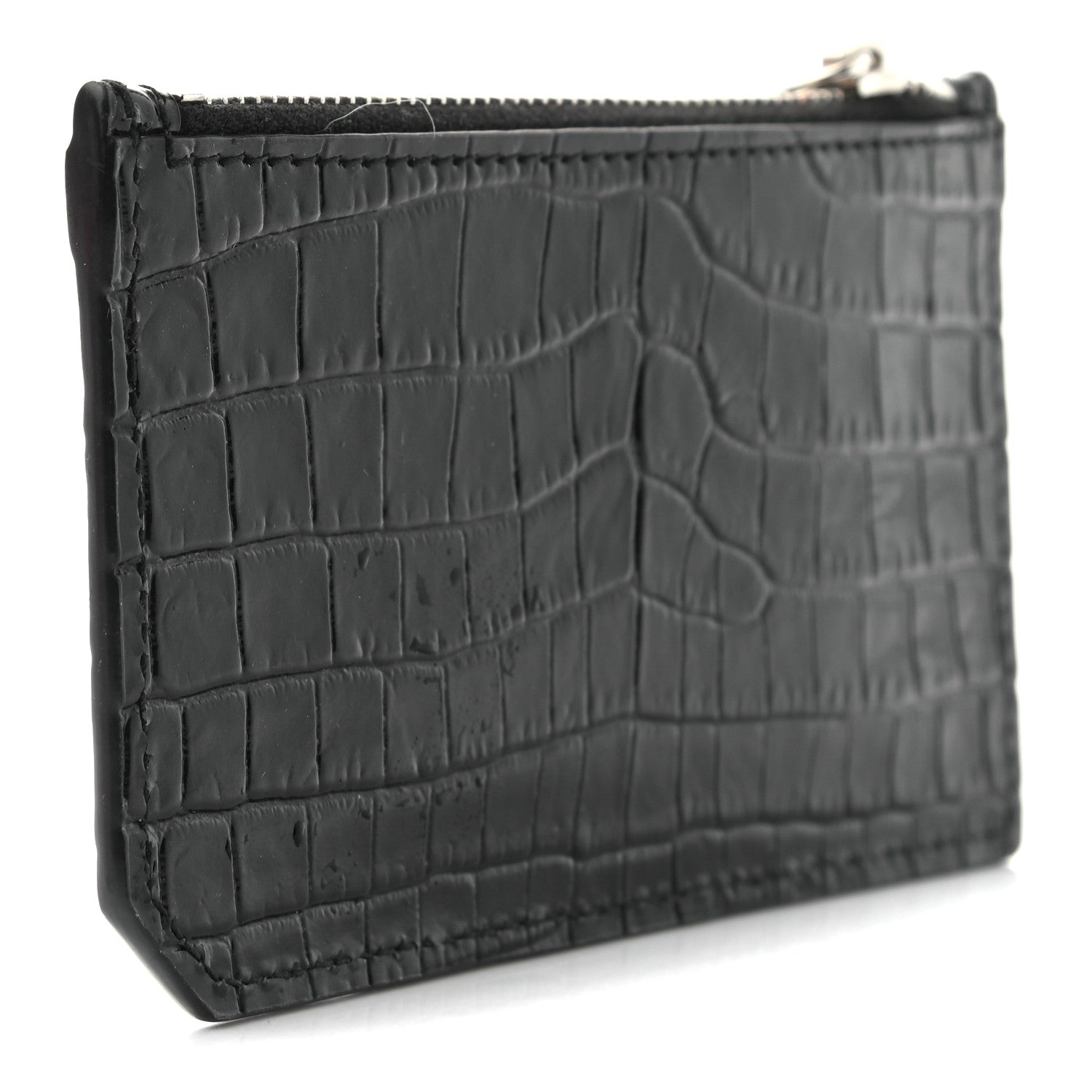 Saint Laurent Calfskin Crocodile Embossed 5 Fragments Zip Pouch Card Holder 3 of 7