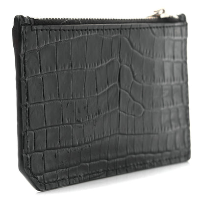 Saint Laurent Calfskin Crocodile Embossed 5 Fragments Zip Pouch Card Holder 3 of 7