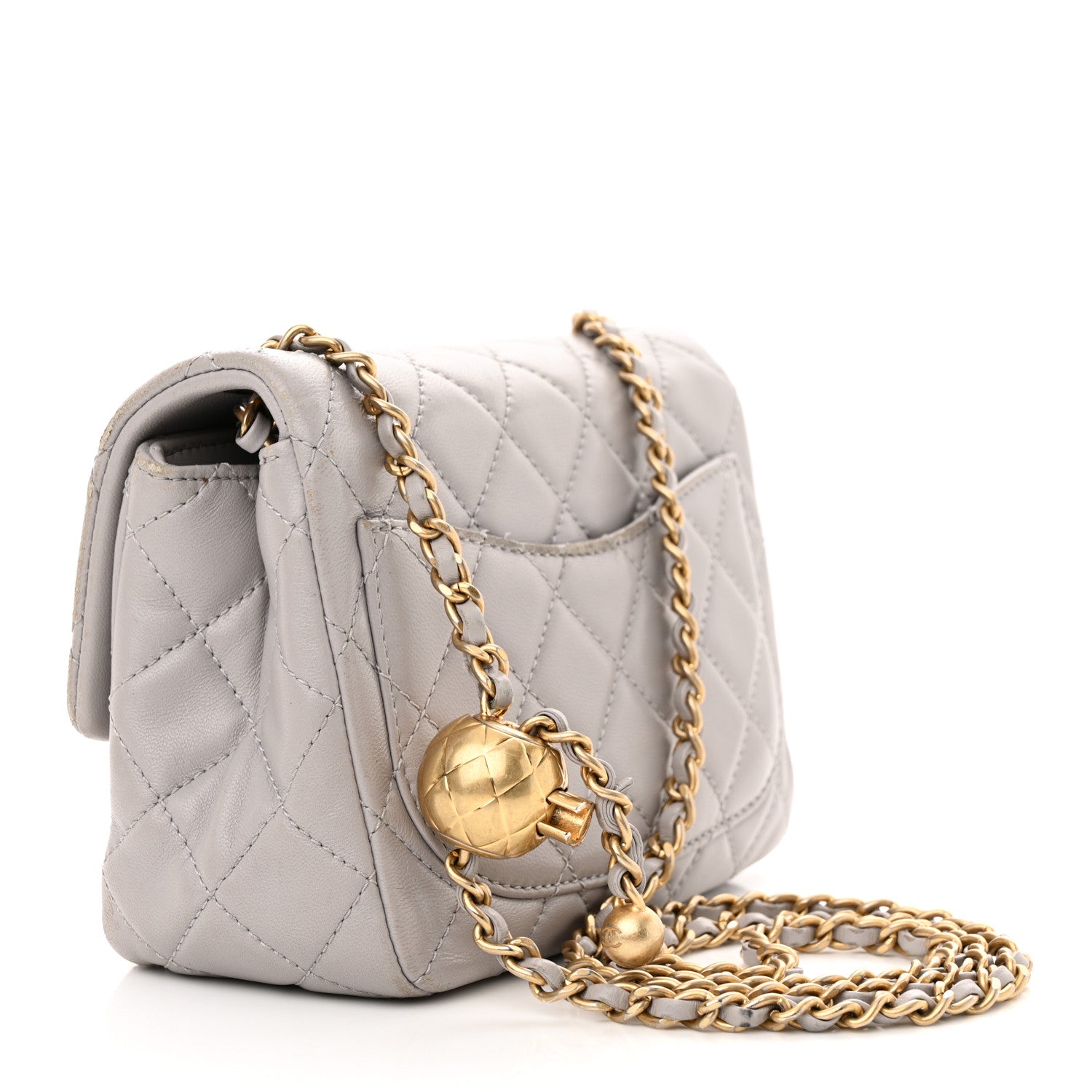 Chanel Lambskin Quilted Mini Pearl Crush Flap Light Grey 3 of 15