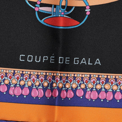 Hermes Silk Coupe De Gala Pocket Square Noir Orange Multicolor 6 of 6