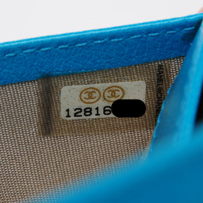 Chanel Goatskin Camellia Embossed Flap Card Holder Wallet Turquoise 7 of 7