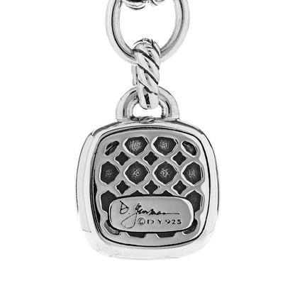 David Yurman Sterling Silver Blue Topaz Diamond 14mm Albion Pendant Cable Necklace 4 of 5