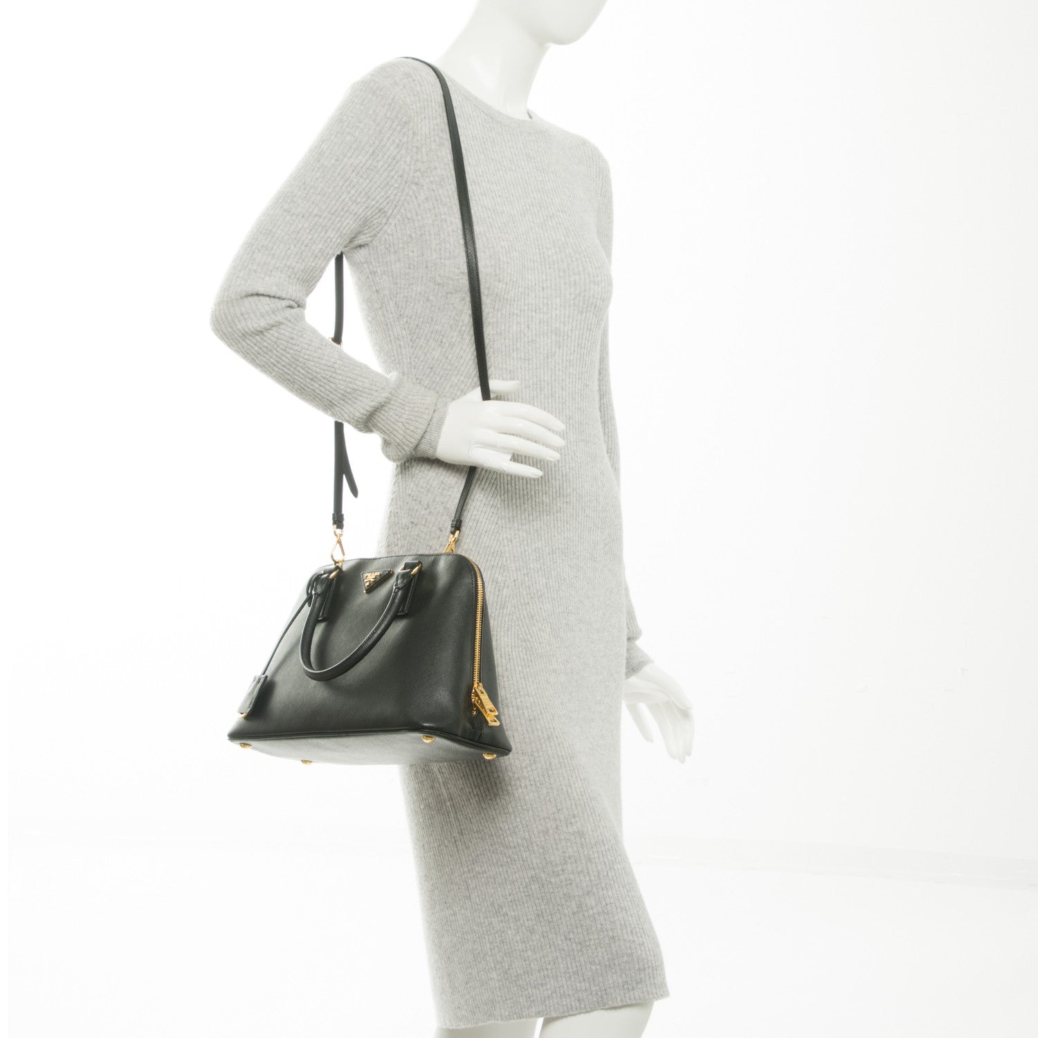 Prada Saffiano Lux Medium Promenade Tote Black 2 of 8