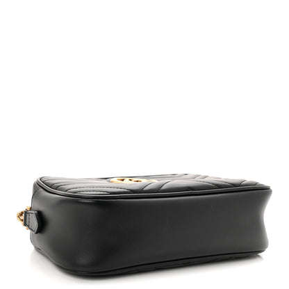 Gucci Calfskin Matelasse Small GG Marmont Chain Shoulder Bag Black 4 of 10
