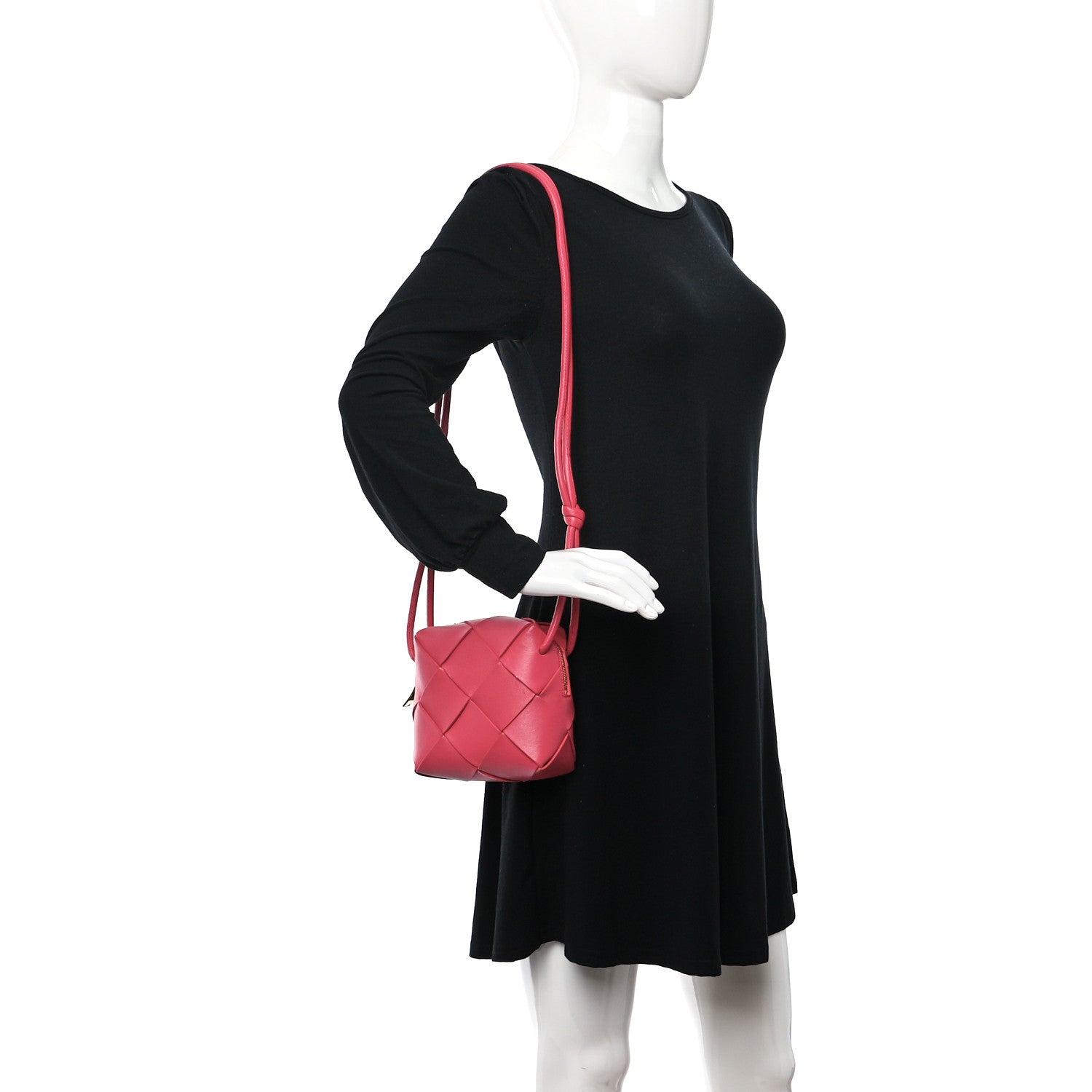 Bottega Veneta Lambskin Maxi Intrecciato Mini Cassette Camera Bag Cranberry 2 of 9
