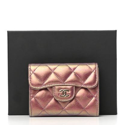 Chanel Iridescent Lambskin Quilted Flap Card Holder Wallet Purple 9 of 9
