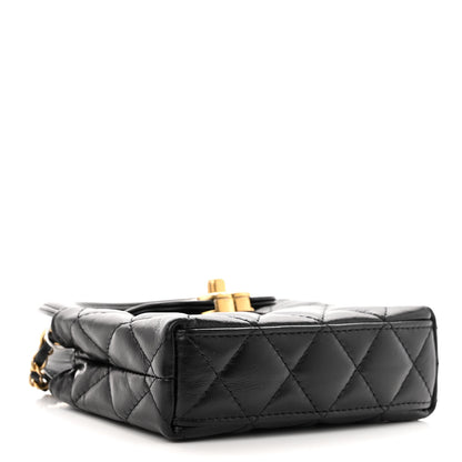Chanel Shiny Aged Calfskin Quilted Mini Nano Kelly Shopper Black 4 of 10