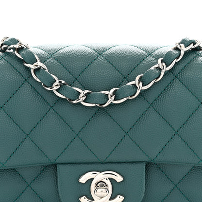 Chanel Caviar Quilted Mini Rectangular Flap Dark Green 8 of 10