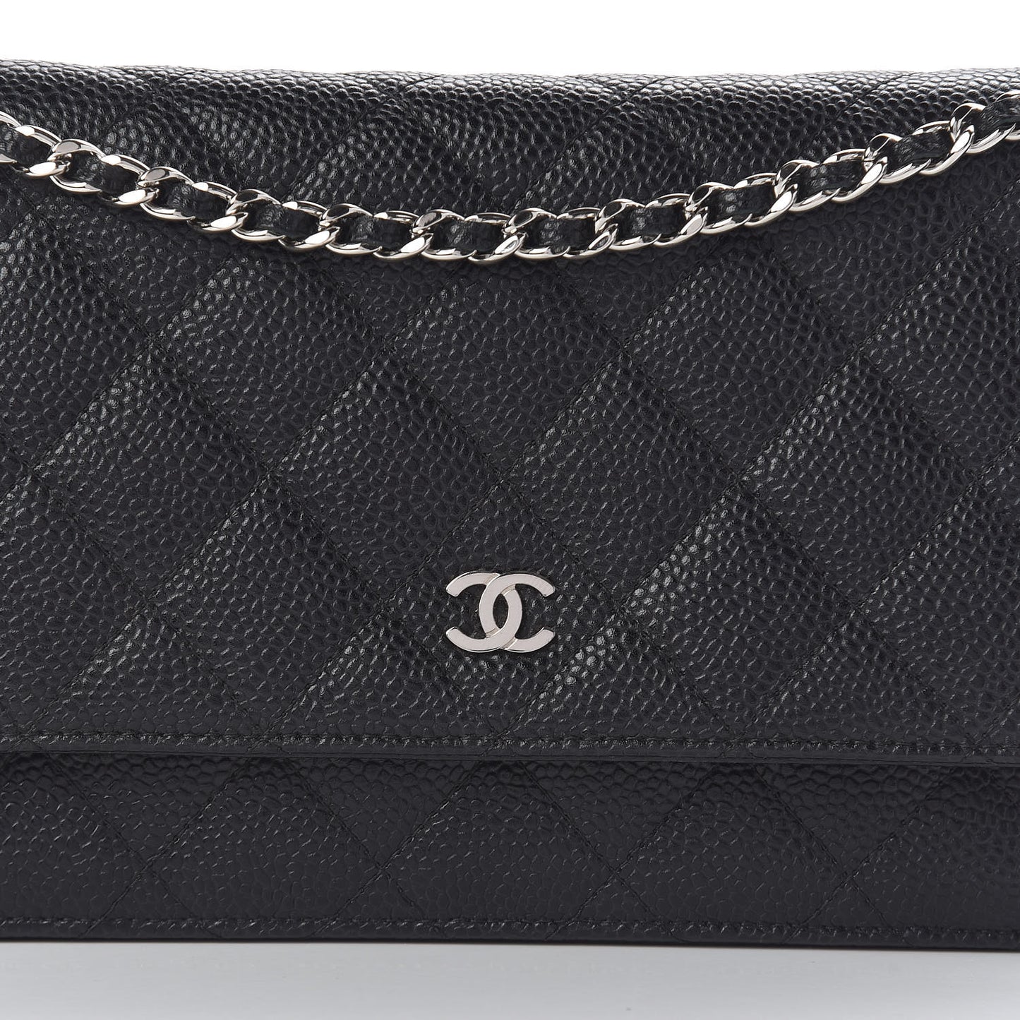 Caviar Quilted Wallet On Chain WOC Black