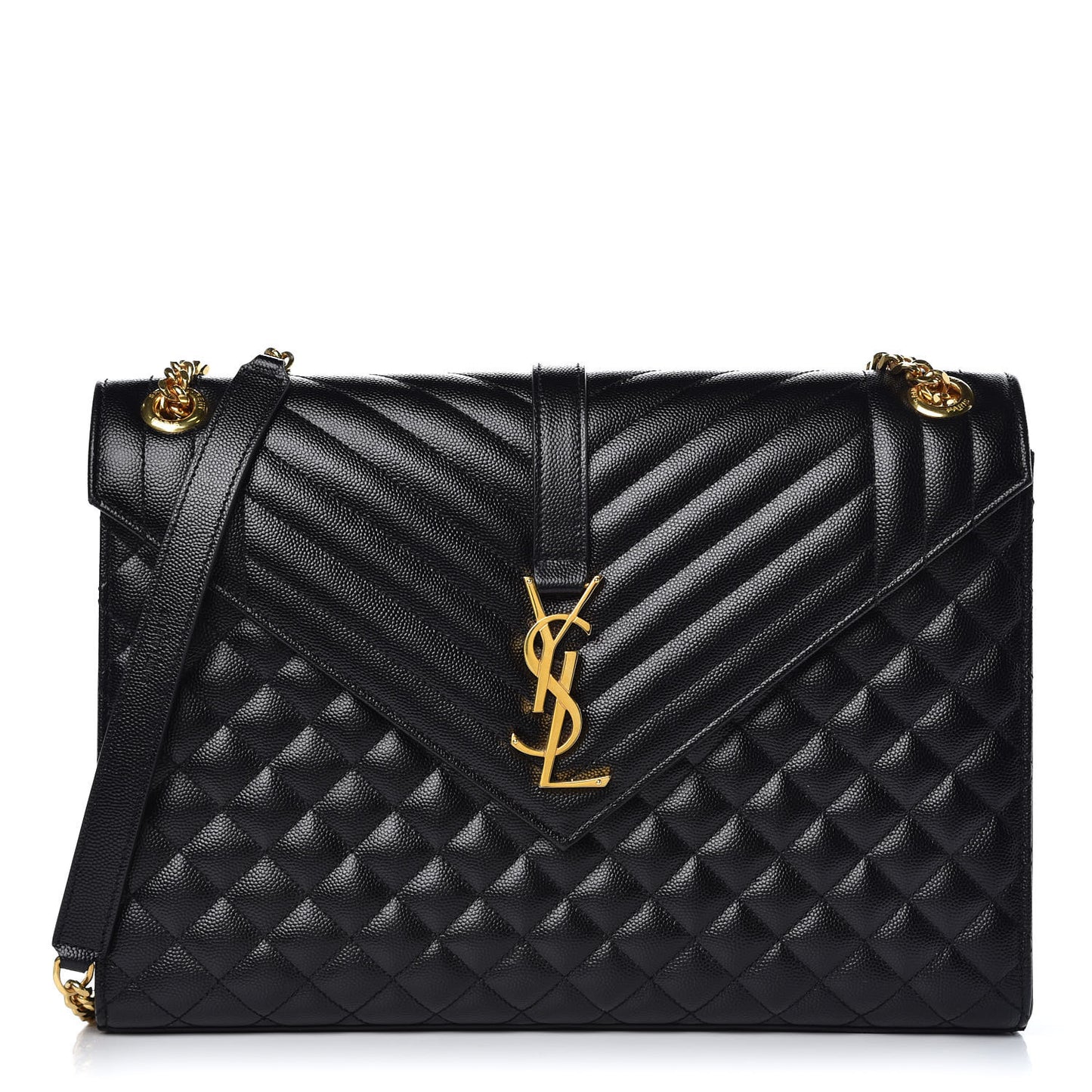 Grain De Poudre Textured Mixed Matelasse Large Triquilt Monogram Satchel Black