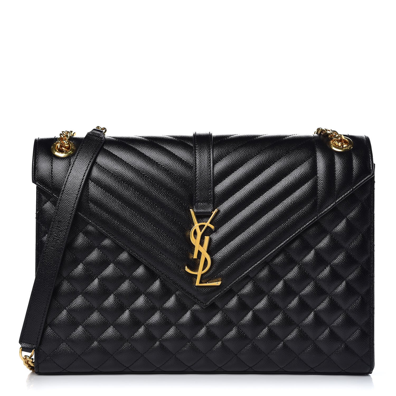 Saint Laurent Grain De Poudre Textured Mixed Matelasse Large Triquilt Monogram Satchel Black 1 of 10