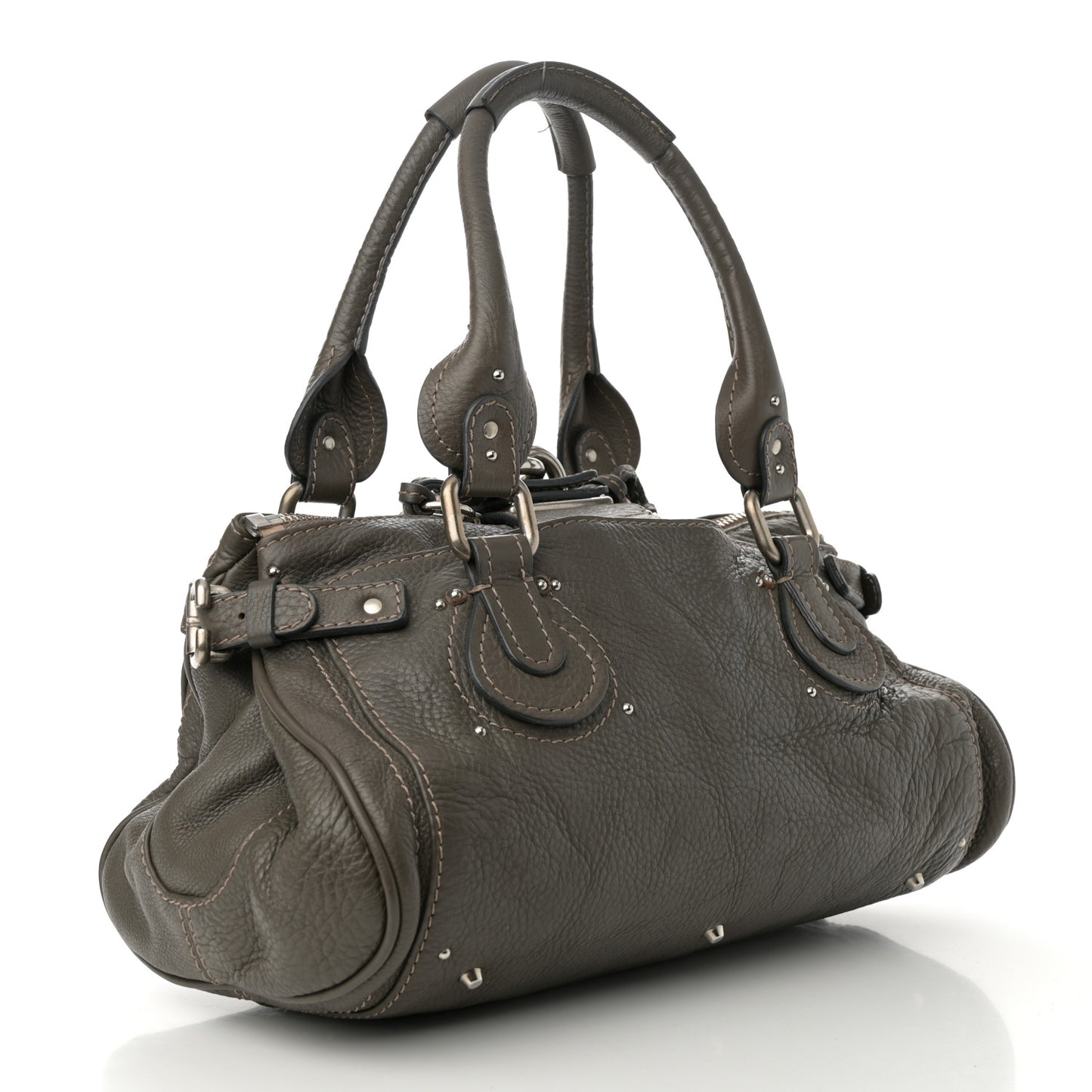 Calfskin Medium Paddington Satchel Gris Vert