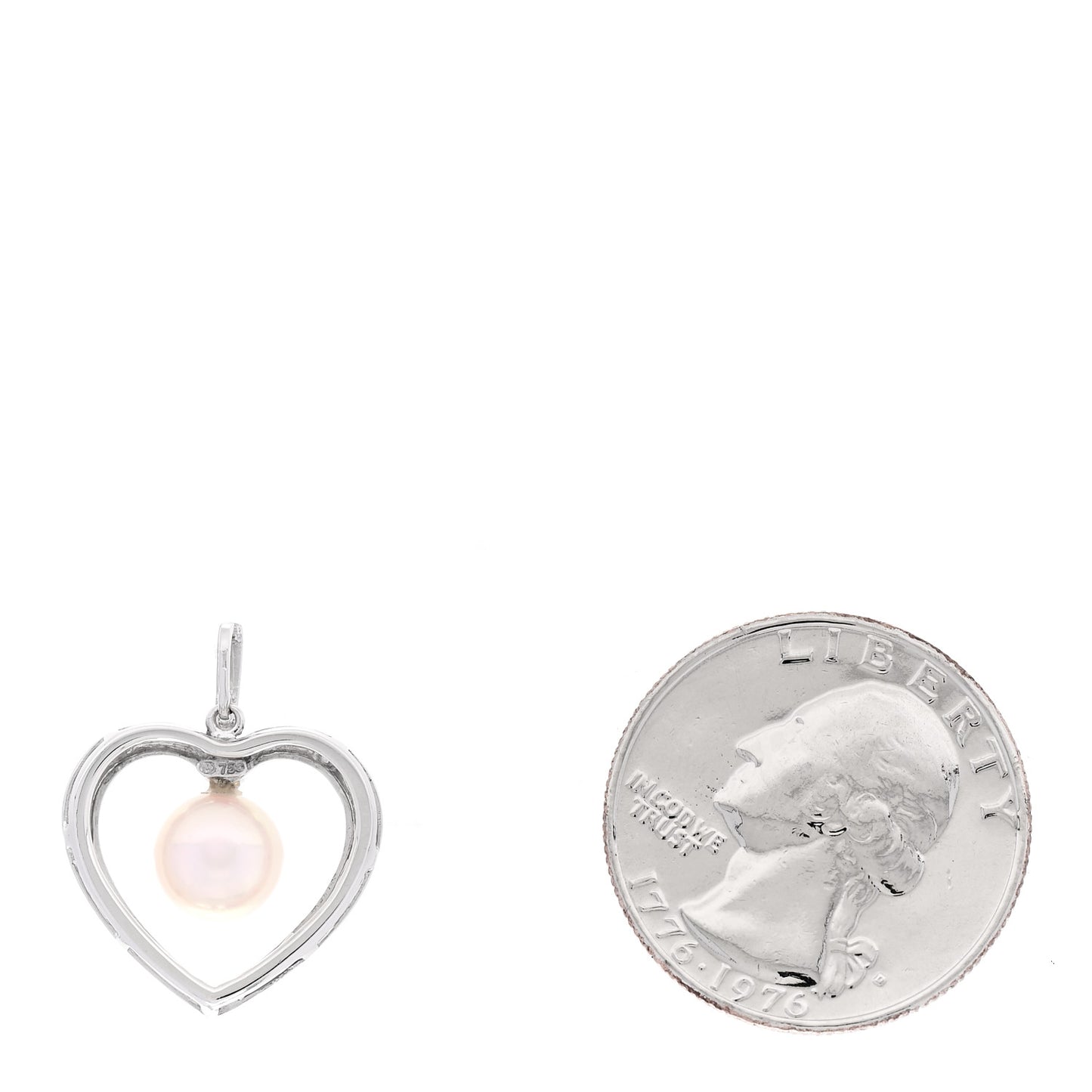 18K White Gold Akoya Cultured Pearl 7mm Heart Pendant
