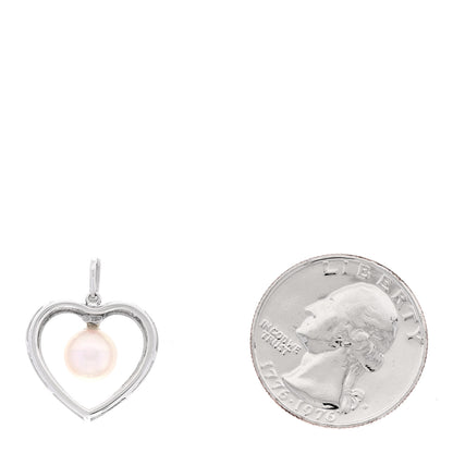 Mikimoto 18K White Gold Akoya Cultured Pearl 7mm Heart Pendant 2 of 3
