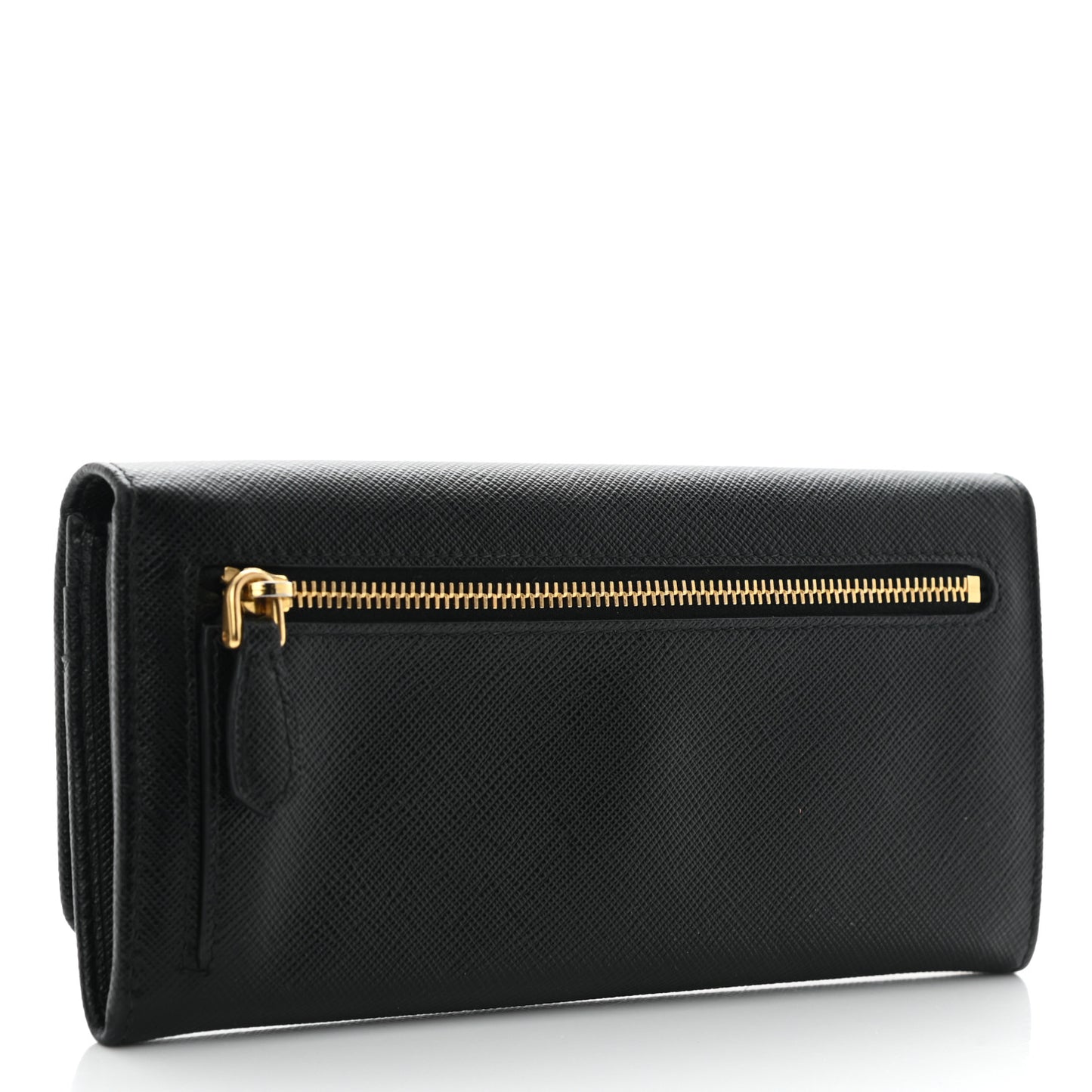 Saffiano Metal Continental Flap Wallet Black