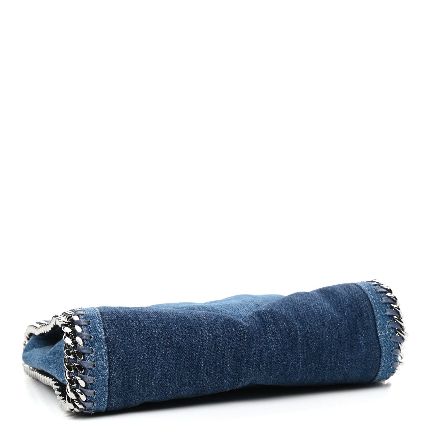 Eco Denim Chevron Quilted Mini Falabella Fold Over Tote Blue