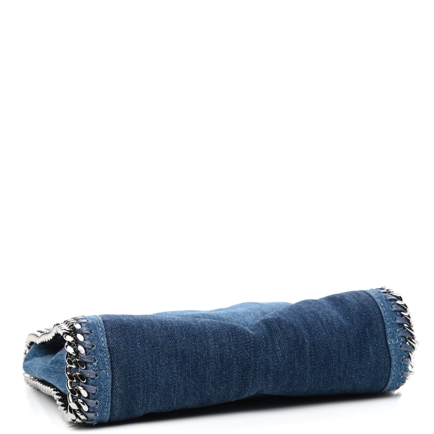 Stella McCartney Eco Denim Chevron Quilted Mini Falabella Fold Over Tote Blue 3 of 8