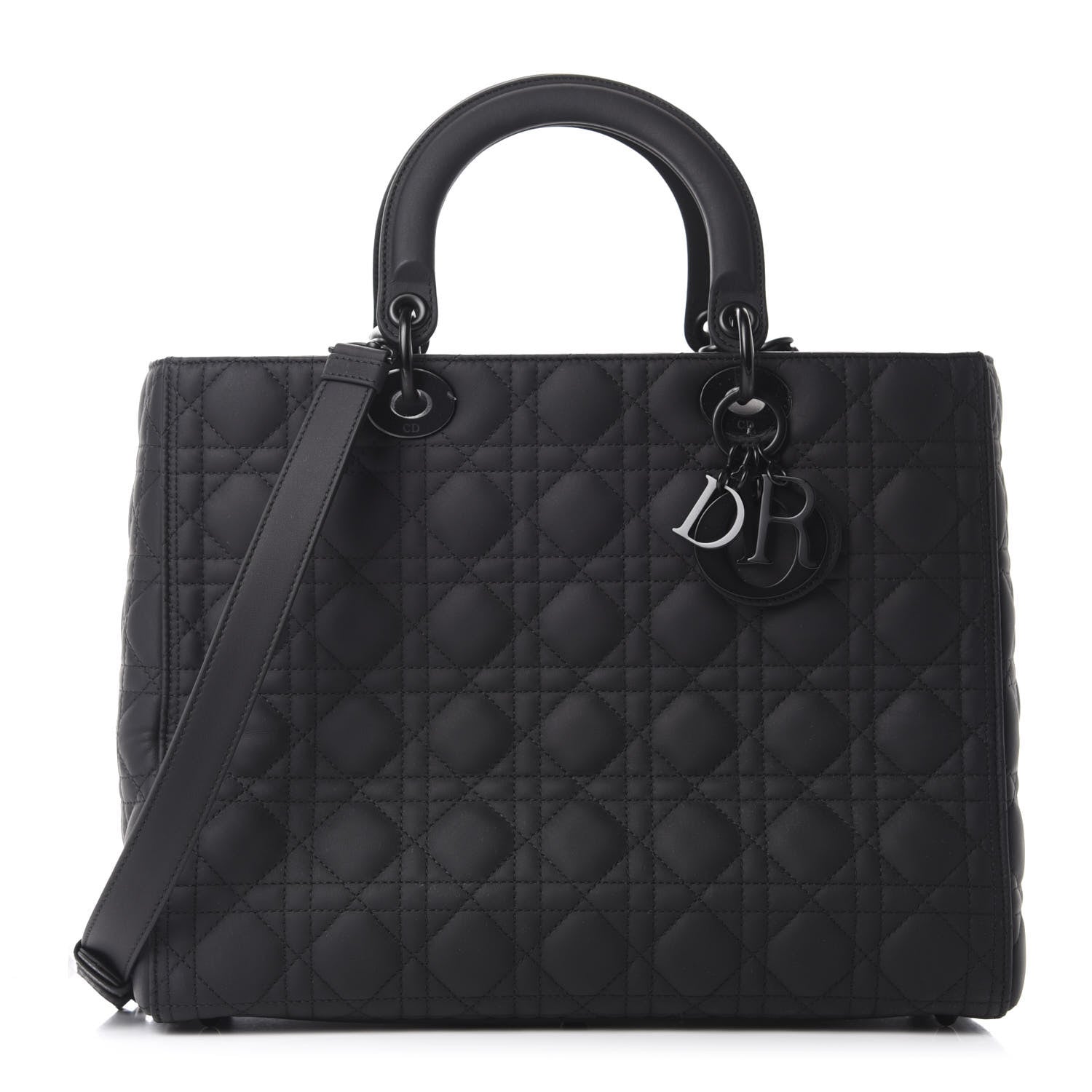 Christian Dior Ultra Matte Calfskin Cannage Large Lady Dior Black 1 of 10