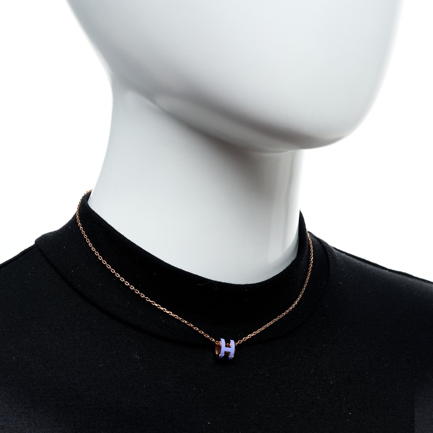 Rose Gold Mini Pop H Pendant Necklace Lilas