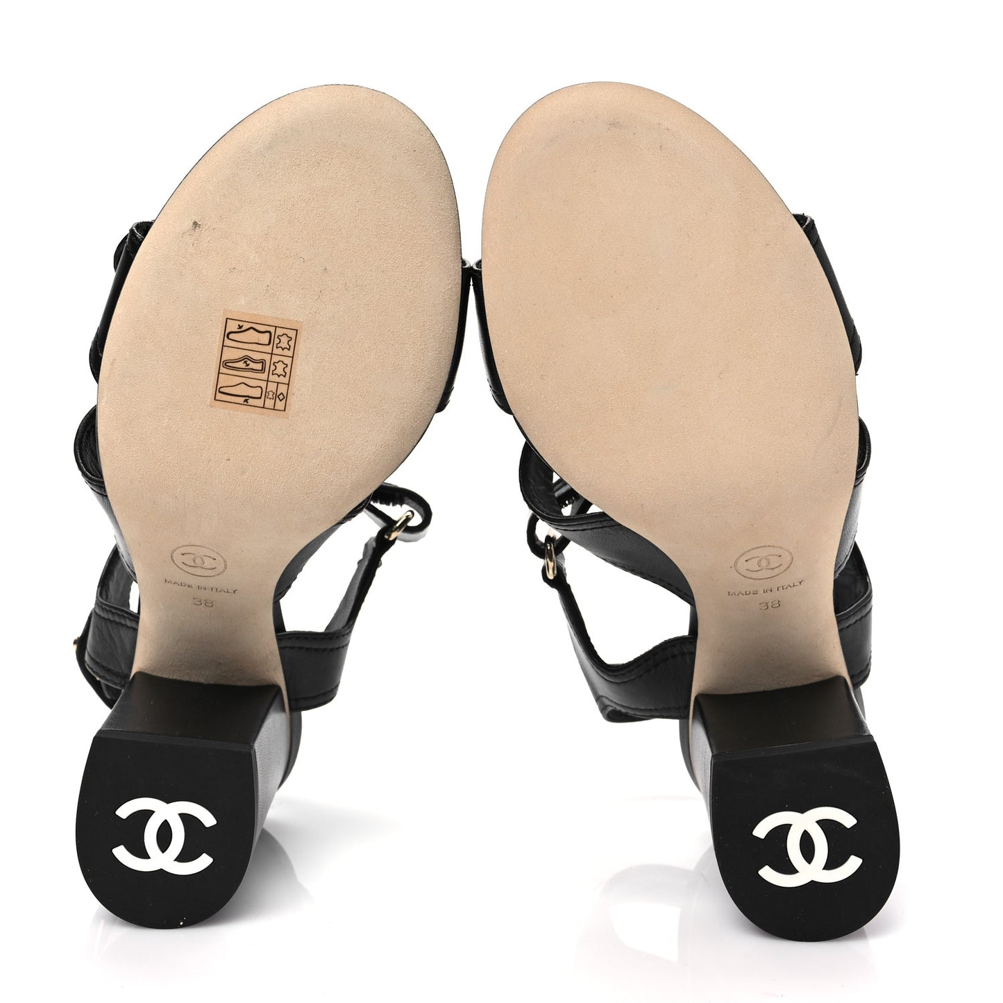 Goatskin CC Turnlock Sandals 38 Black