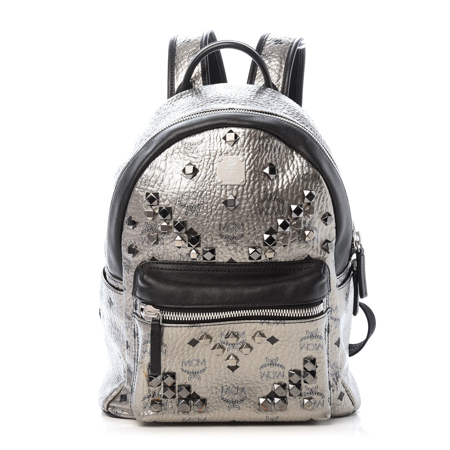 Metallic Visetos Studded Small Stark M Backpack Silver