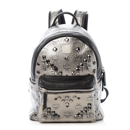 MCM Metallic Visetos Studded Small Stark M Backpack Silver 1 of 11