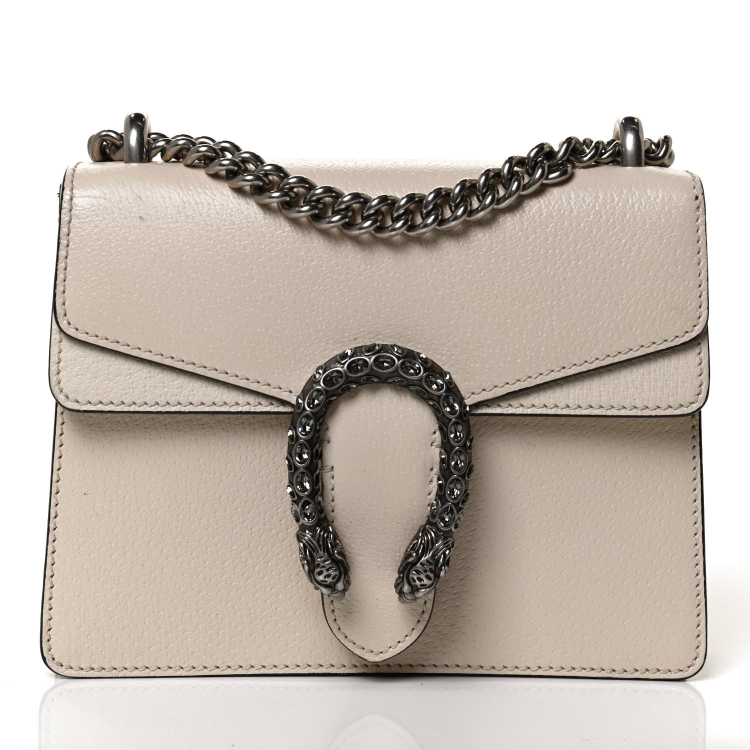 Gucci Textured Calfskin Crystal Mini Dionysus Shoulder Bag Mystic White 8 of 12