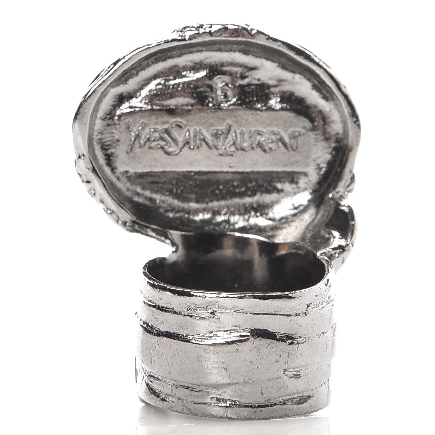 Saint Laurent Glass Cabochon Arty Ovale Ring 6 Silver Yellow 3 of 4
