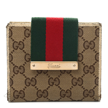 Gucci Monogram Web Ladies Web French Wallet Off White 1 of 12