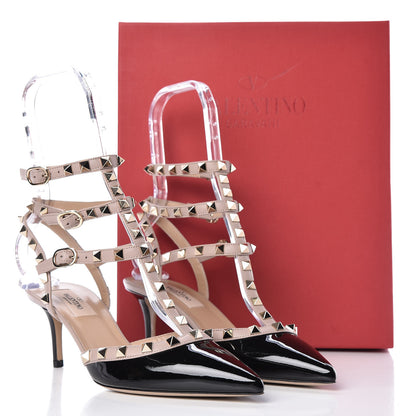 Valentino Garavani Patent Nappa Rockstud Ankle Strap 65mm Pumps 37.5 Black Poudre 8 of 8