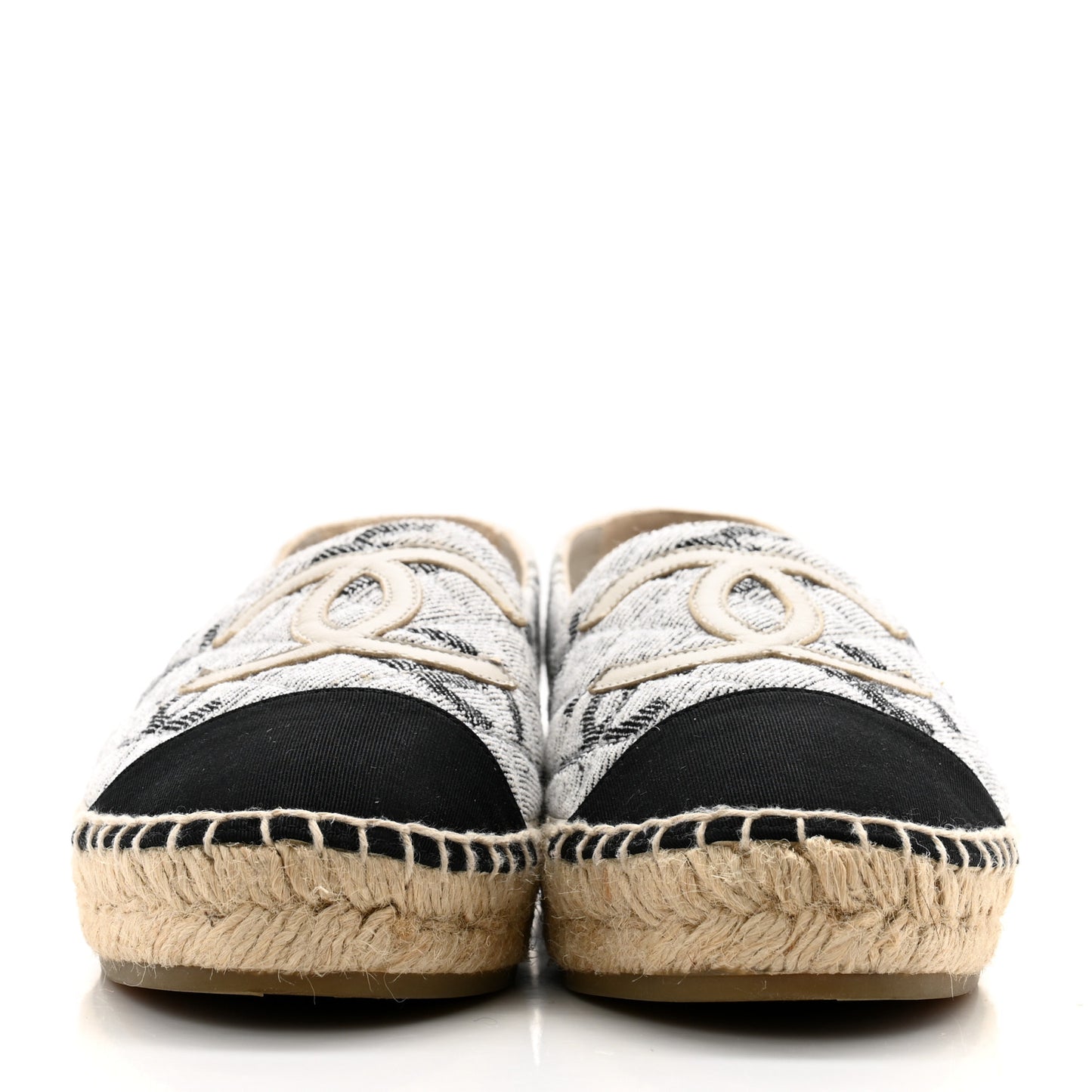 Cotton Jacquard Grosgrain CC Print Espadrilles 38 Grey Black