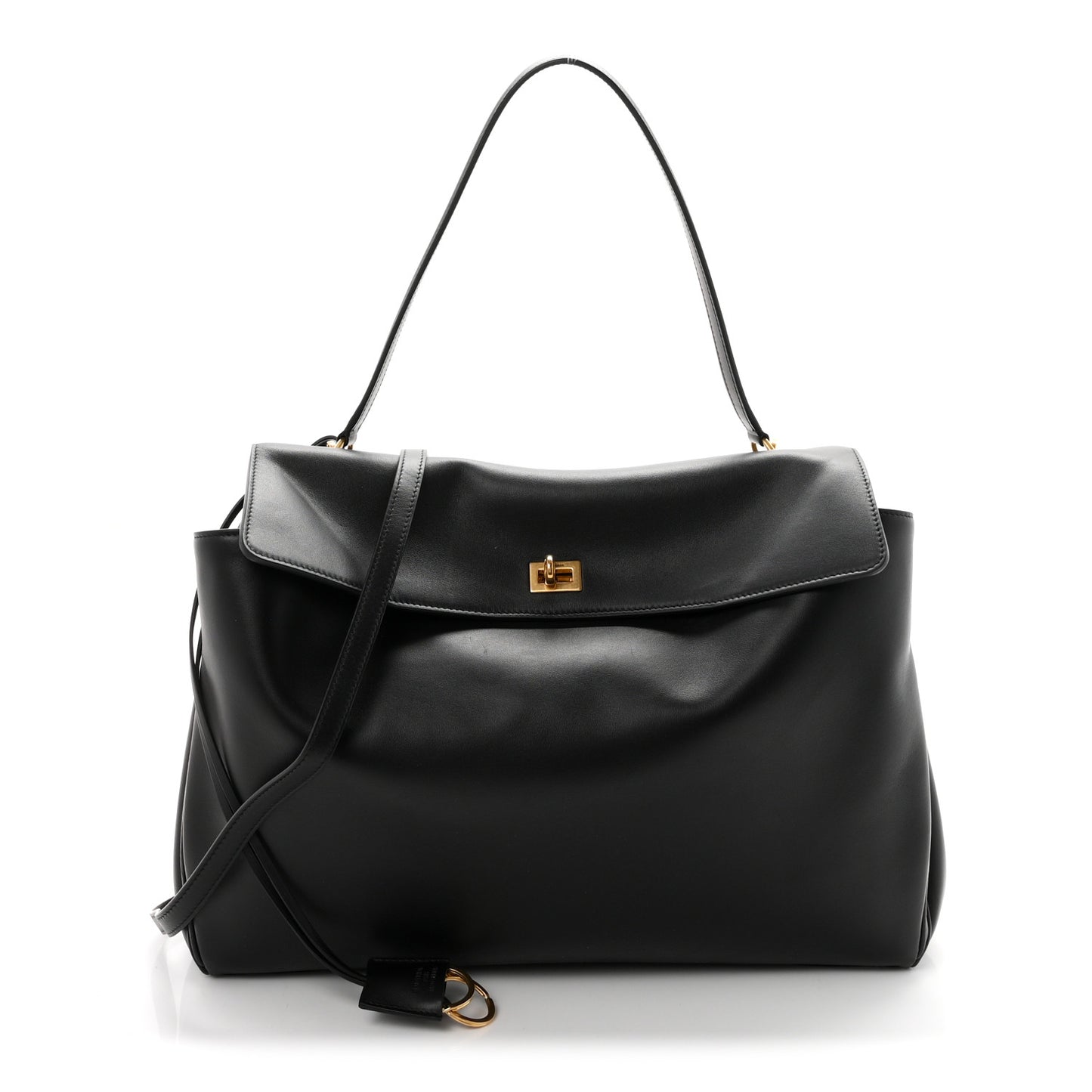 Smooth Calfskin Large Rodeo Top Handle Handbag Black