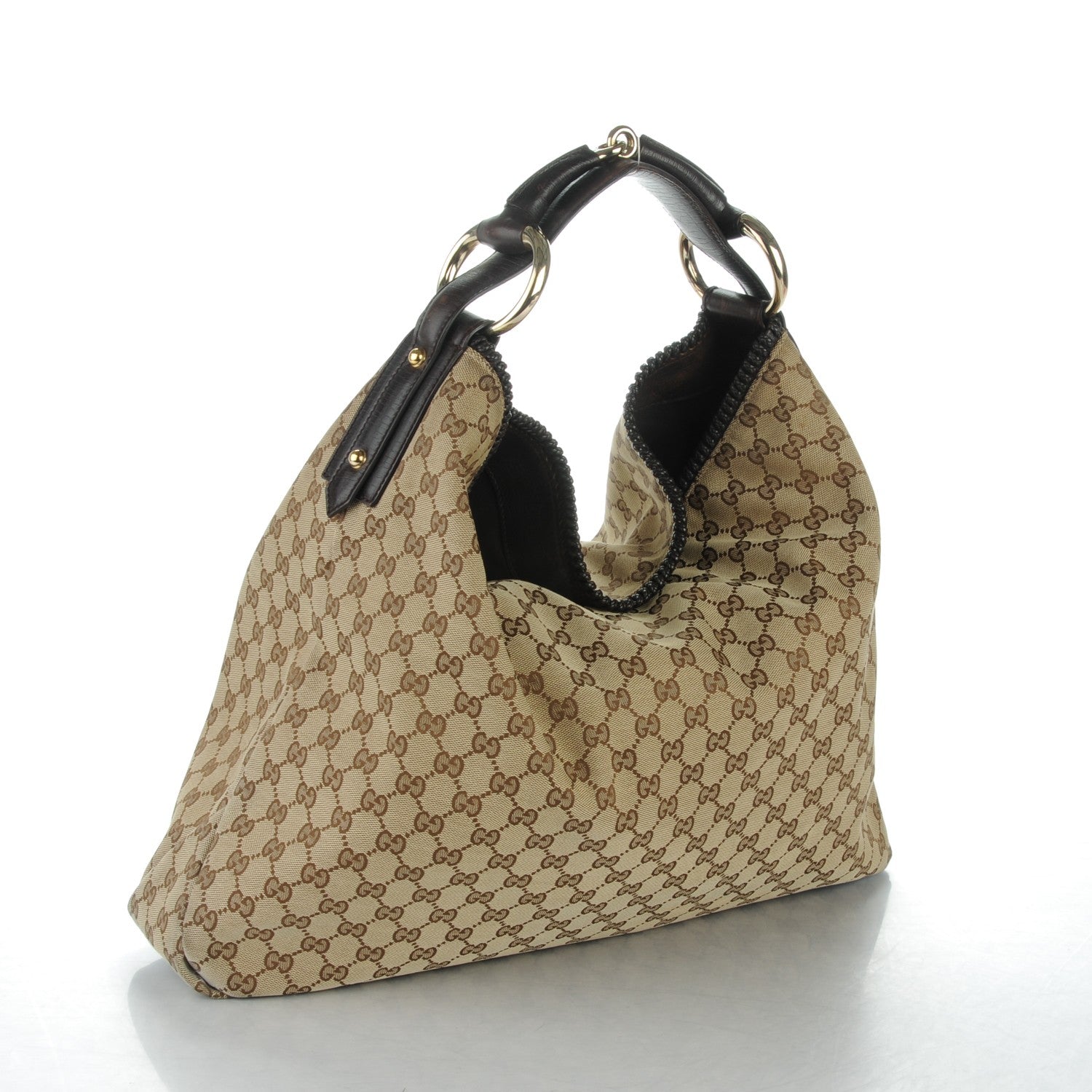 Gucci Monogram Large Horsebit Chain Hobo Dark Brown 3 of 7