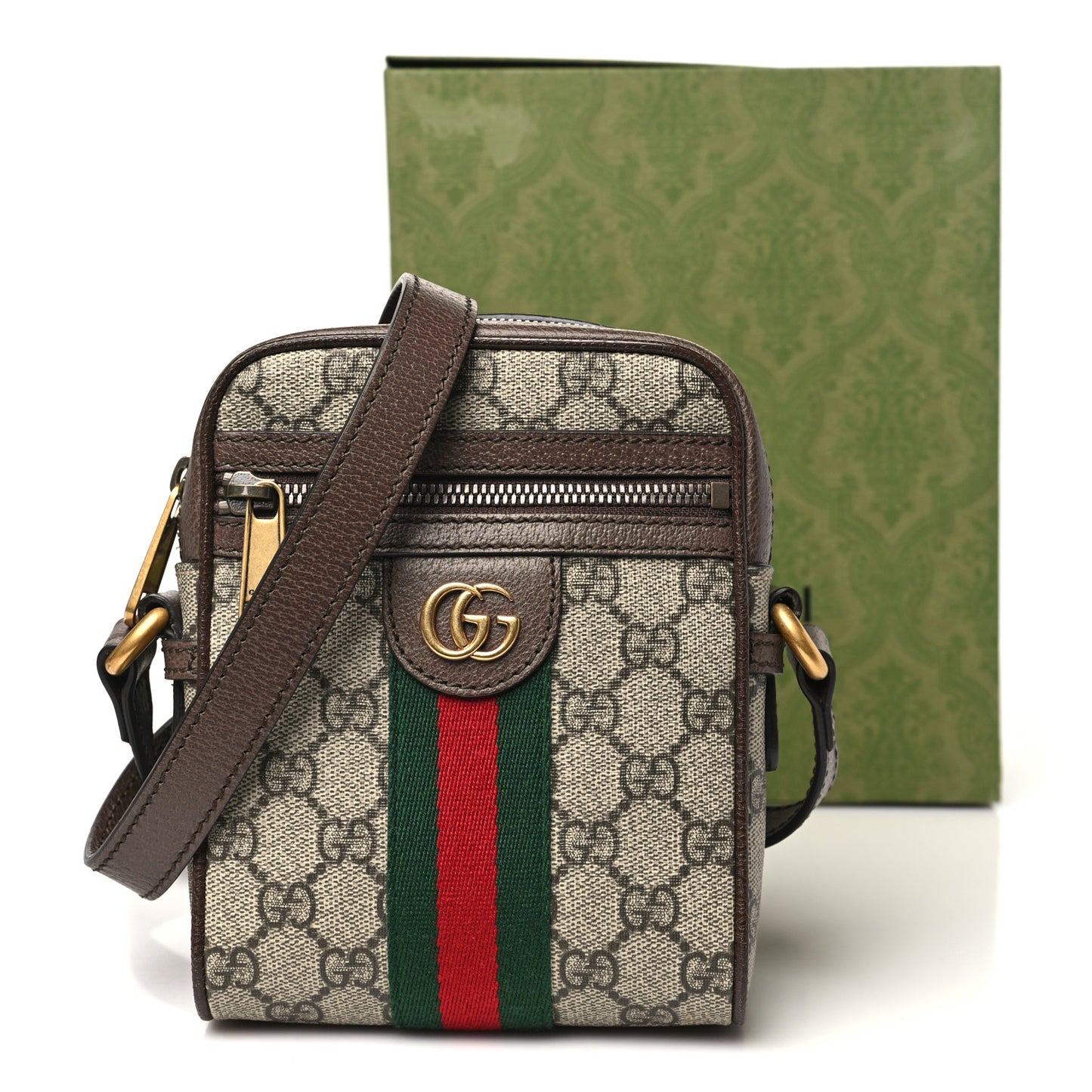 GG Supreme Monogram Web Mini Ophidia Messenger Brown