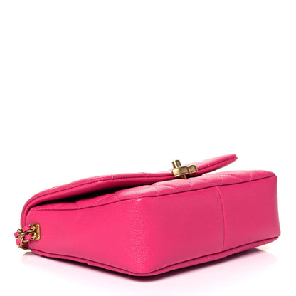 Chanel Shiny Caviar Quilted Small Chain Melody Flap Dark Pink 4 of 9
