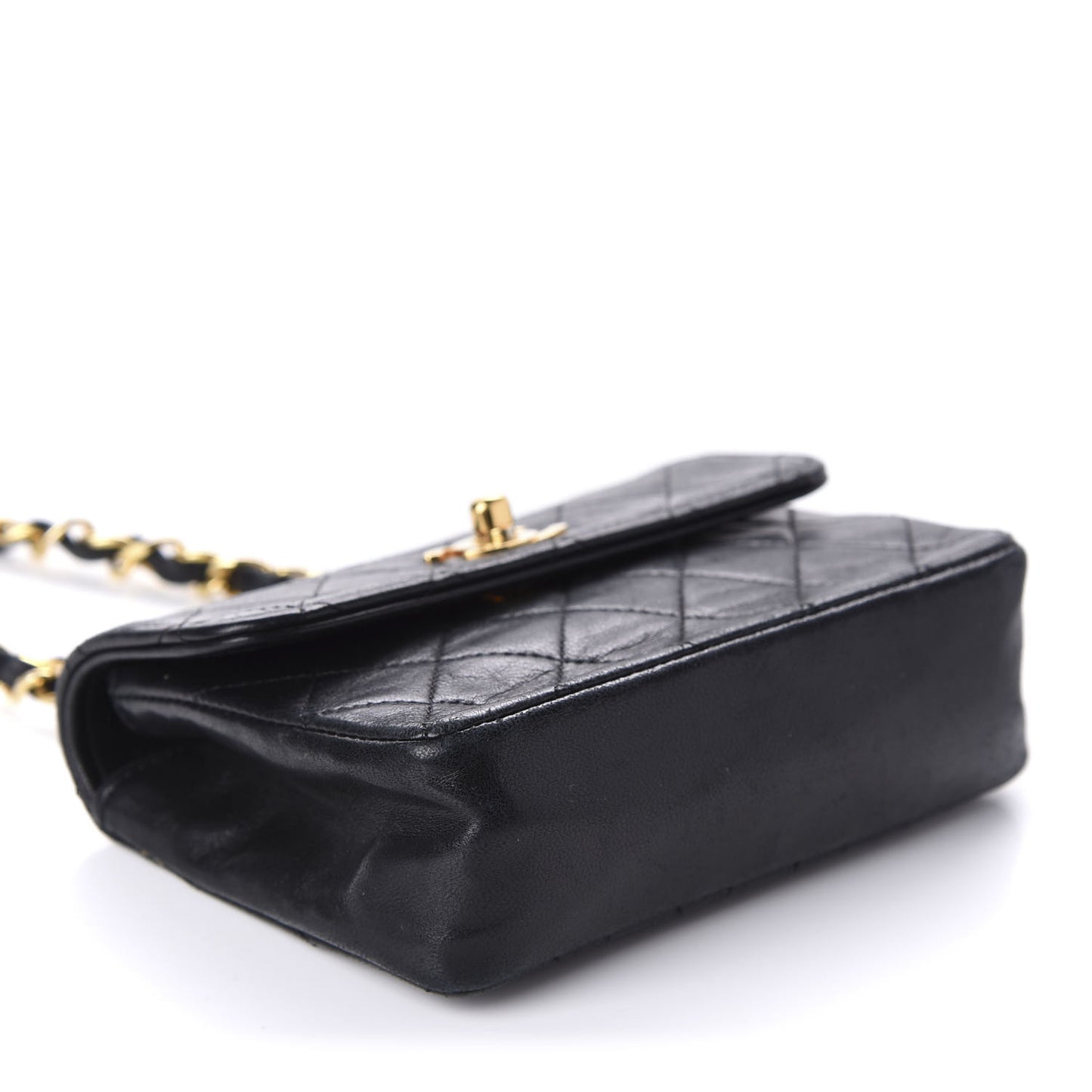 Lambskin Quilted Micro Mini Flap Bag Black