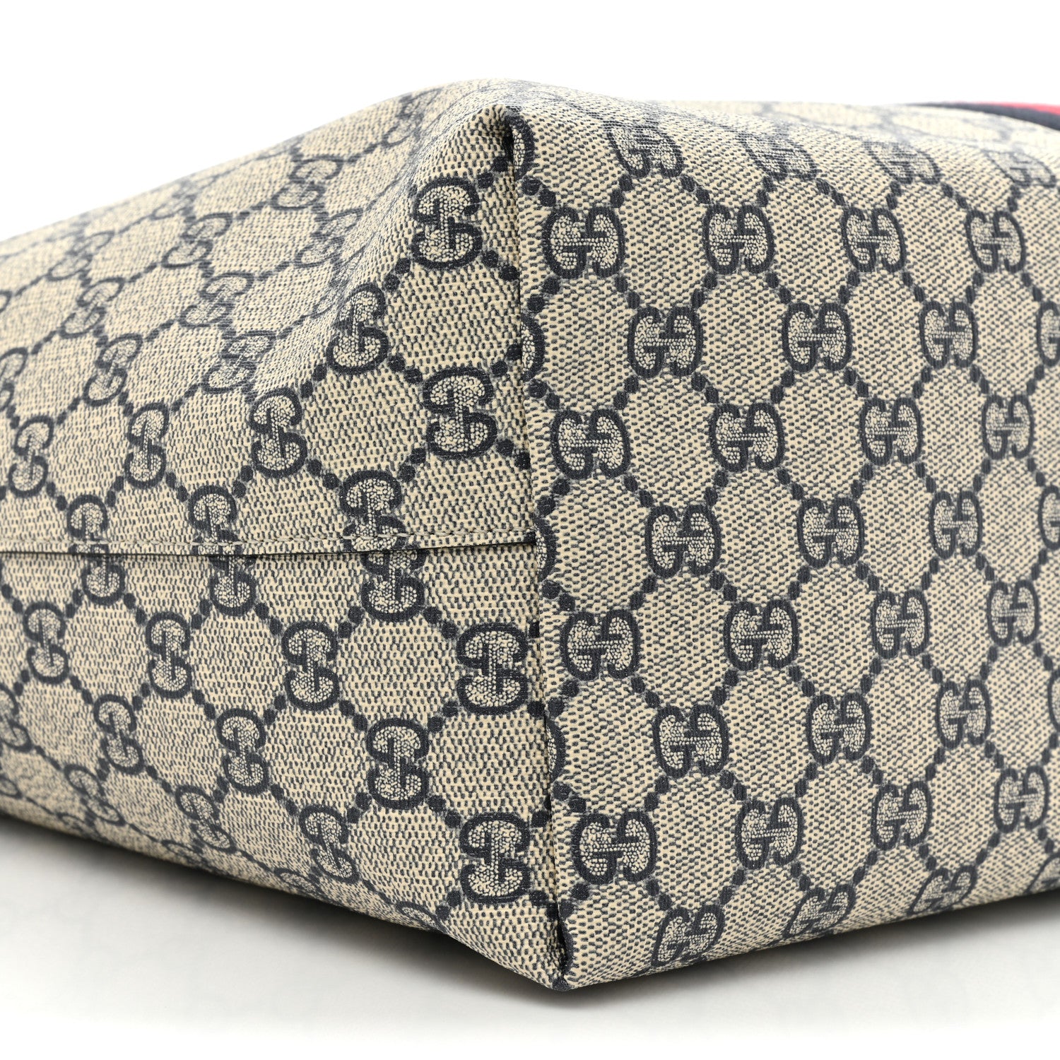 Gucci GG Supreme Monogram Textured Calfskin Web Medium Ophidia Shopping Tote Beige Blue 9 of 9