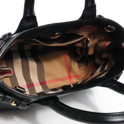 Burberry Calfskin House Check Small Banner Tote Black 10 of 11