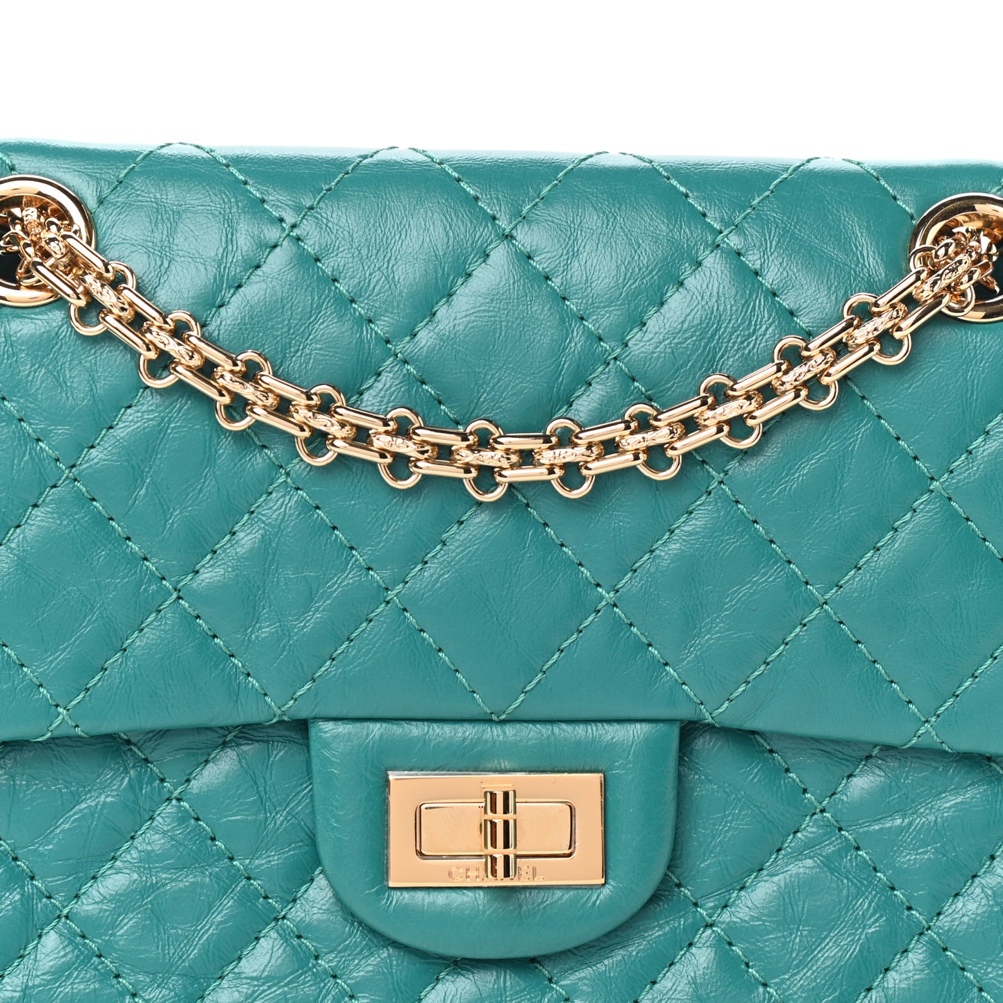 Aged Calfskin Quilted 2.55 Reissue Mini Flap Green
