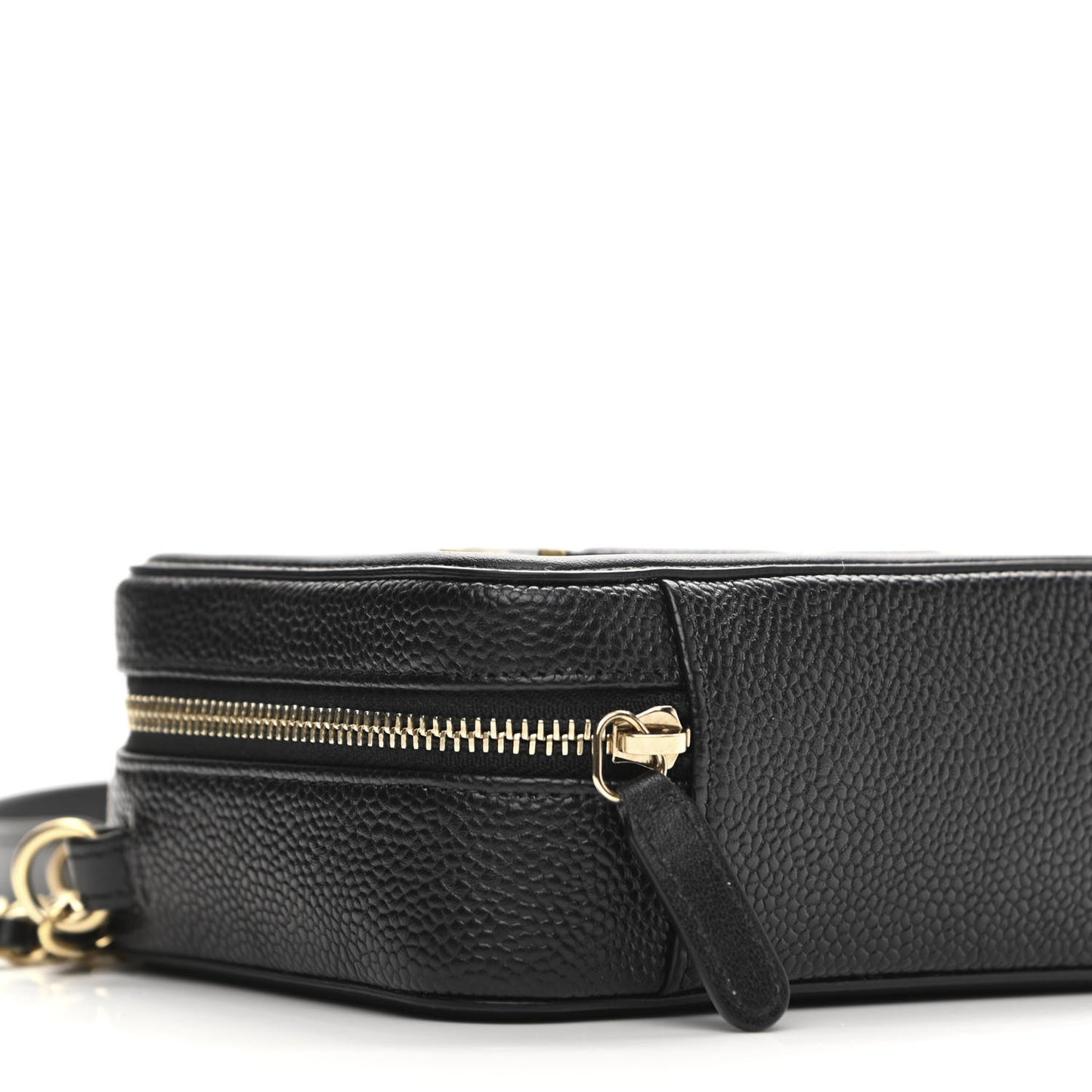 Caviar Quilted CC Filigree Vanity Clutch With Chain Black