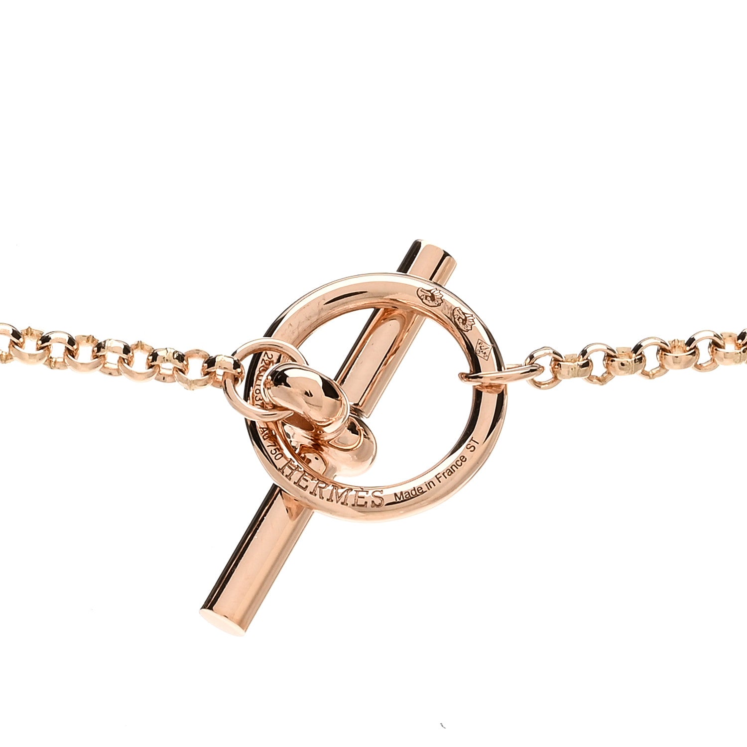 Hermes 18K Rose Gold Diamond TGM Ex-Libris Pendant Necklace ST 4 of 5